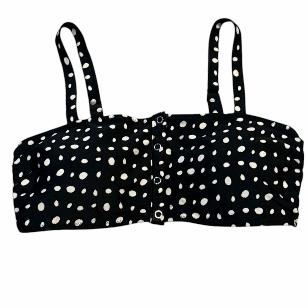 AERIE Women’s Black White Polka Dot Bandeau Bikini Top Size Medium